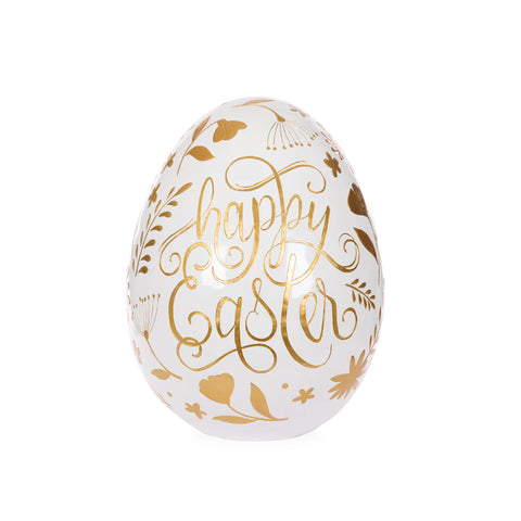 White & Gold Happy Easter Egg